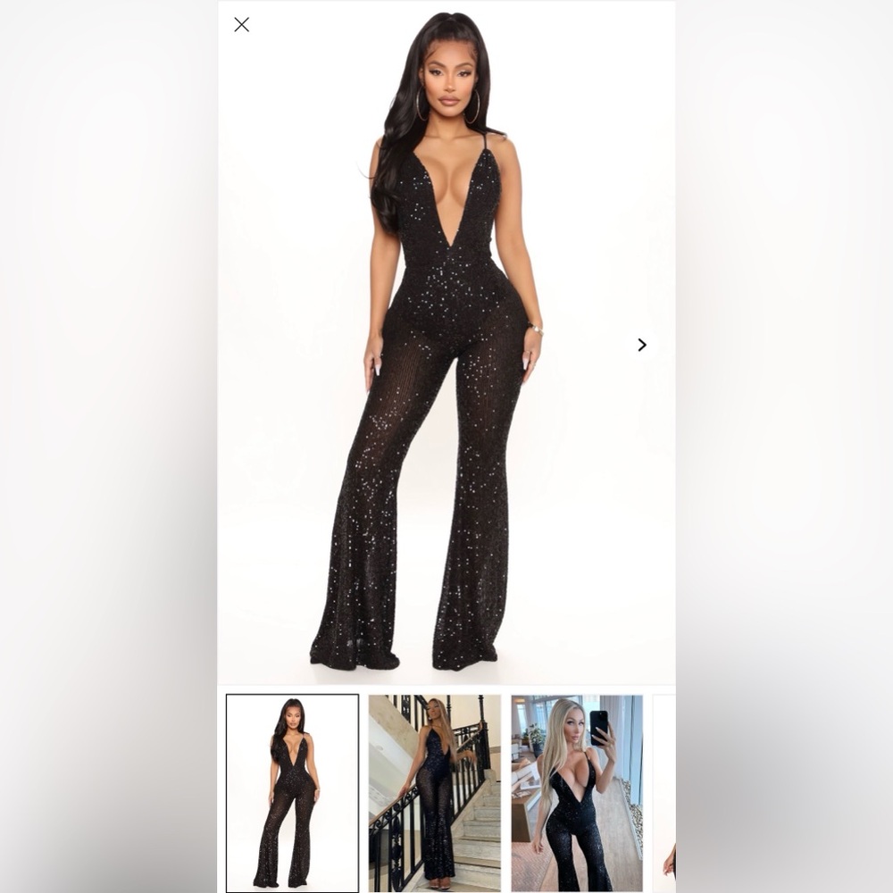 Reach For The Stars Black Sequin Jumpsuit